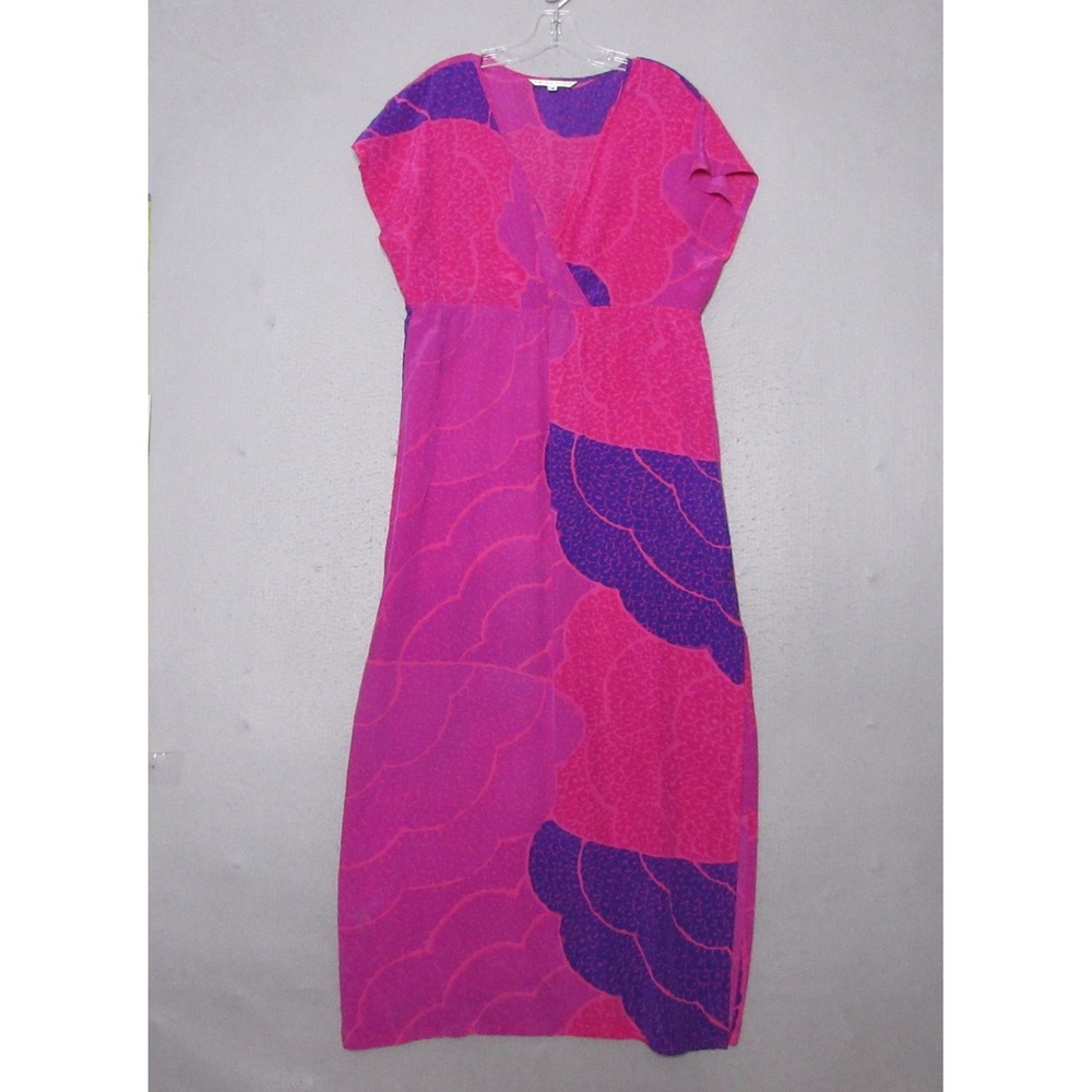 Trina Turk Dress 8 Silk Maxi Pink Purple Luxury Designer Resort Artsy Statement